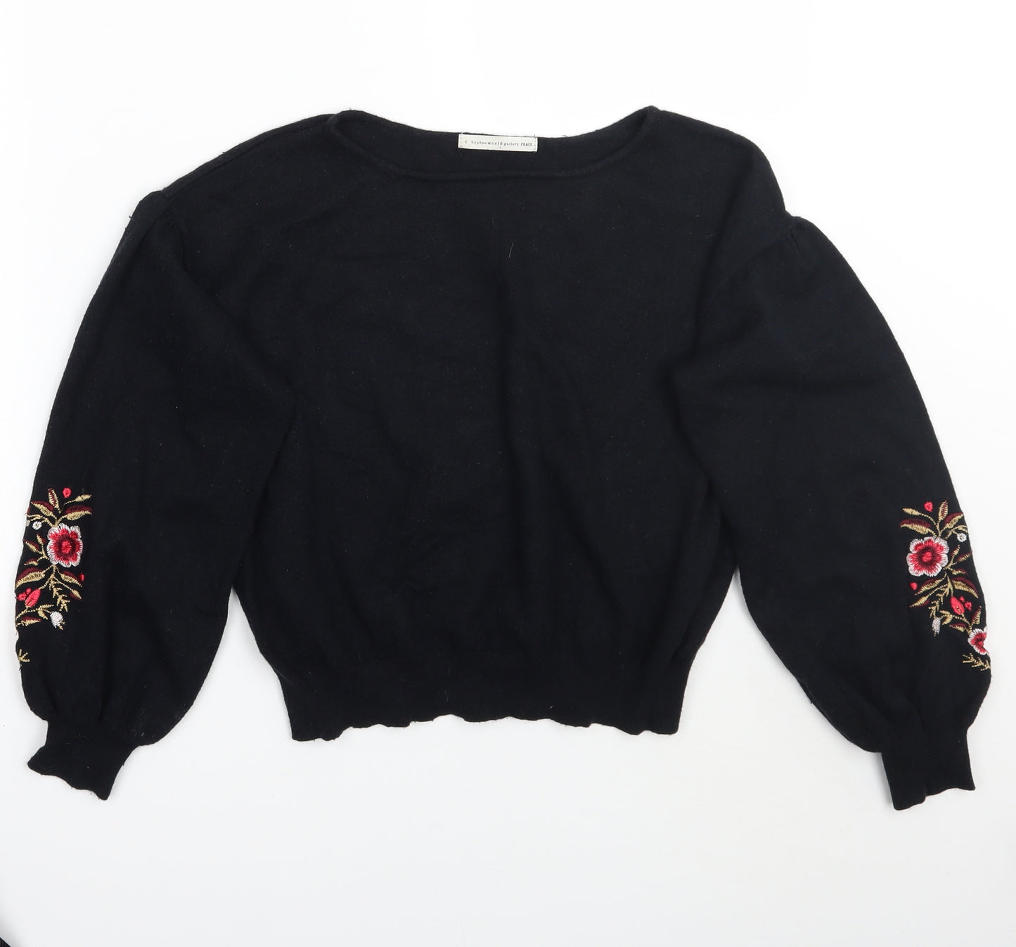 E hyphen world gallery Womens Black Floral  Pullover Jumper One Size