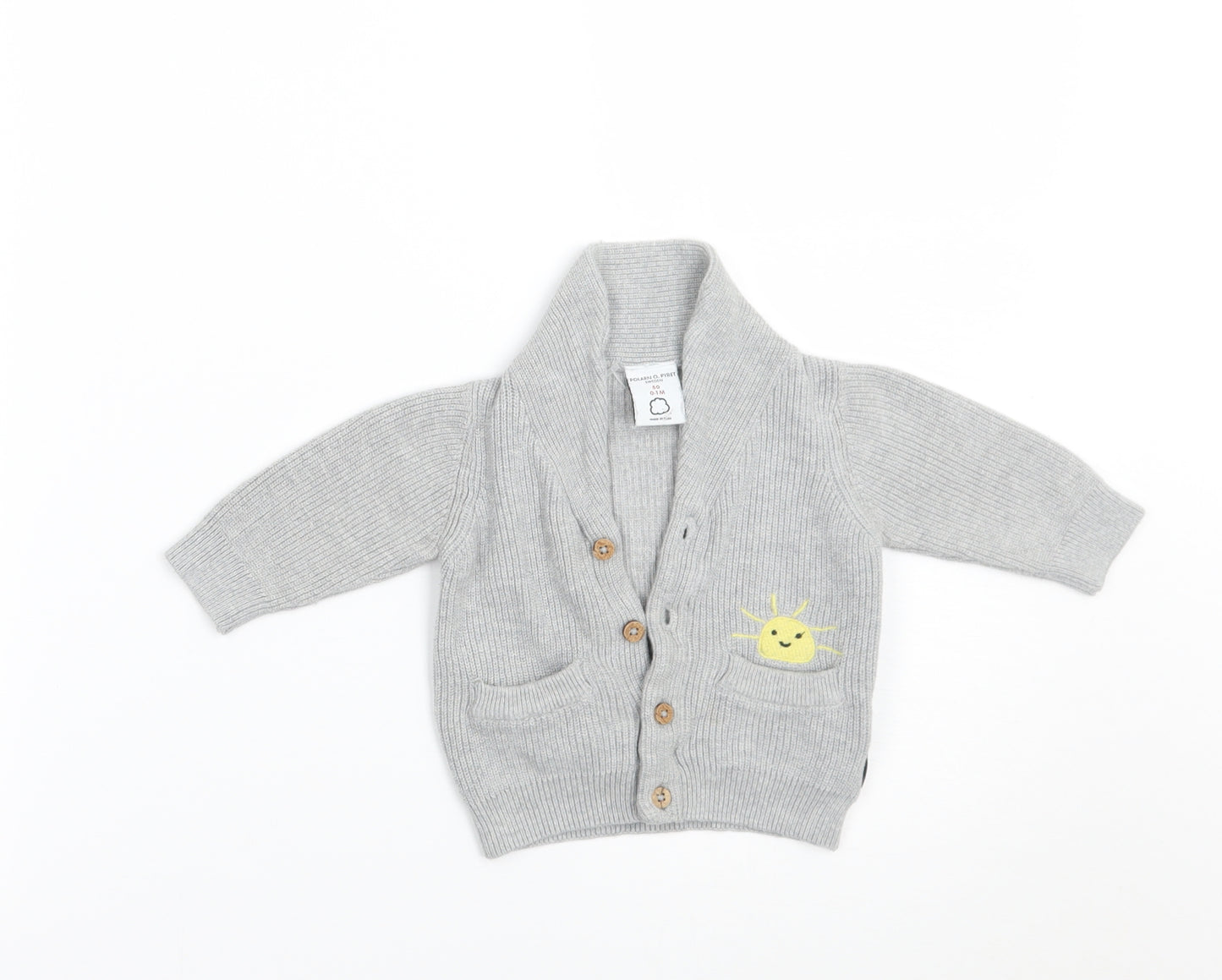 Polarn O. Pyret Baby Grey   Cardigan Jumper Size 0-3 Months
