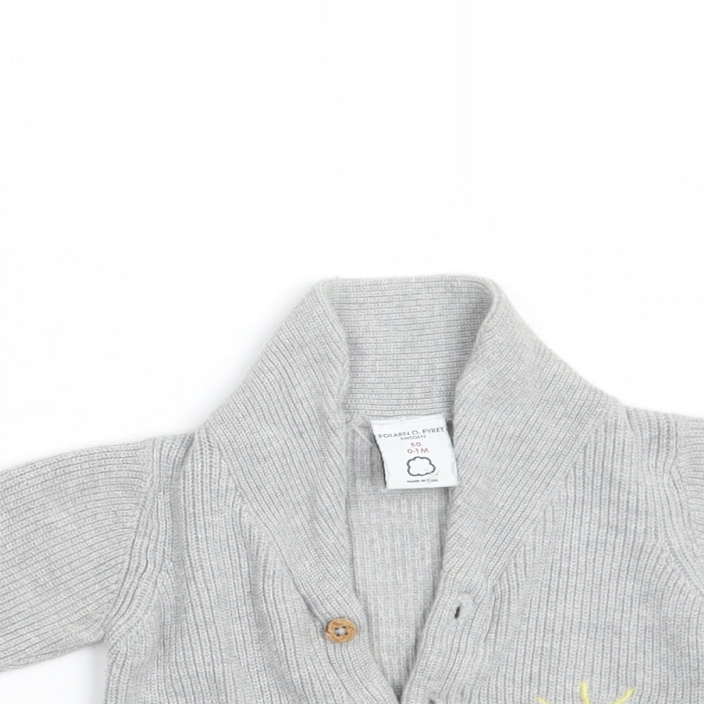 Polarn O. Pyret Baby Grey   Cardigan Jumper Size 0-3 Months