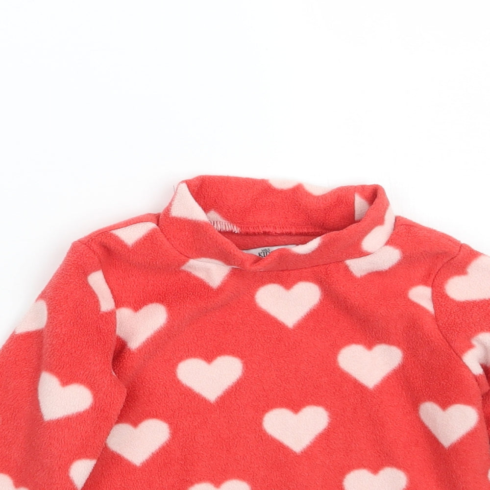 Marks and Spencer Girls Red Geometric  Pullover Jumper Size 3-4 Years
