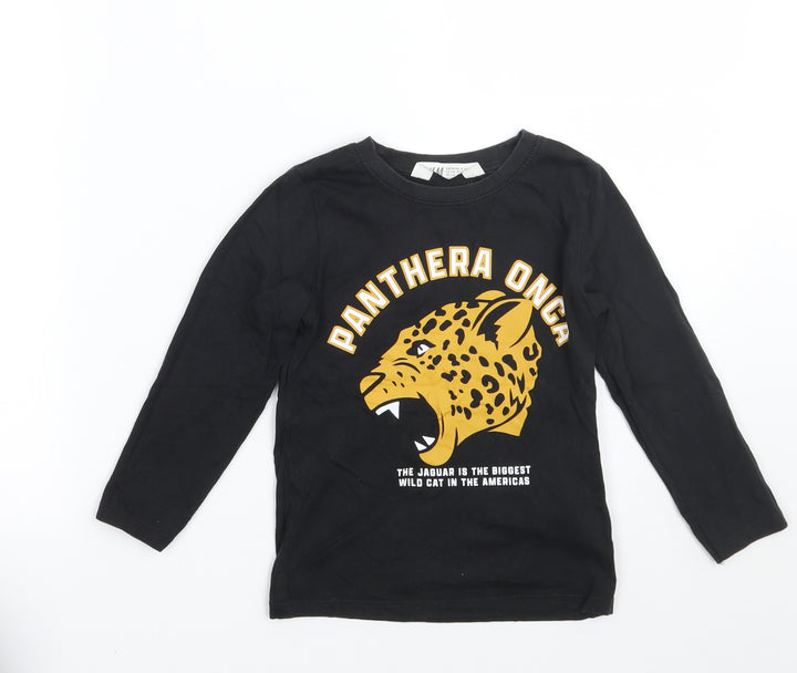 H&M Girls Black Basic T-Shirt Size 4 Years