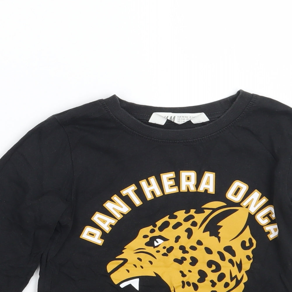 H&M Girls Black   Basic T-Shirt Size 4 Years