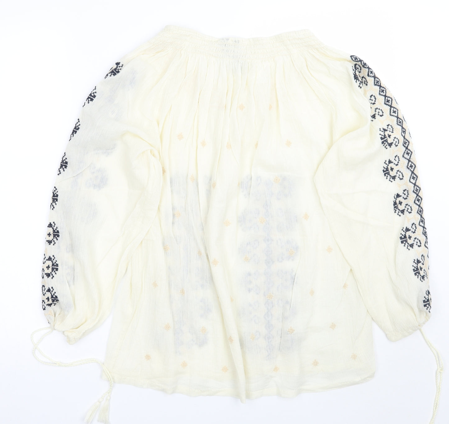 Mango Womens Ivory Geometric  Basic Blouse Size L