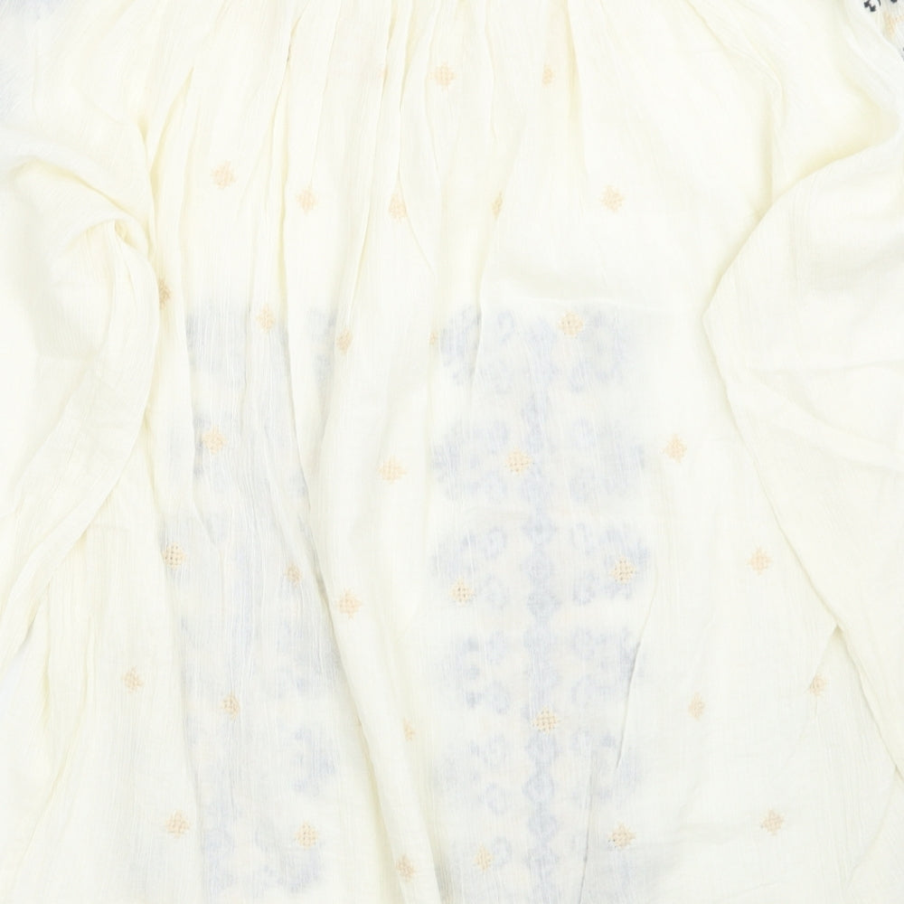 Mango Womens Ivory Geometric  Basic Blouse Size L