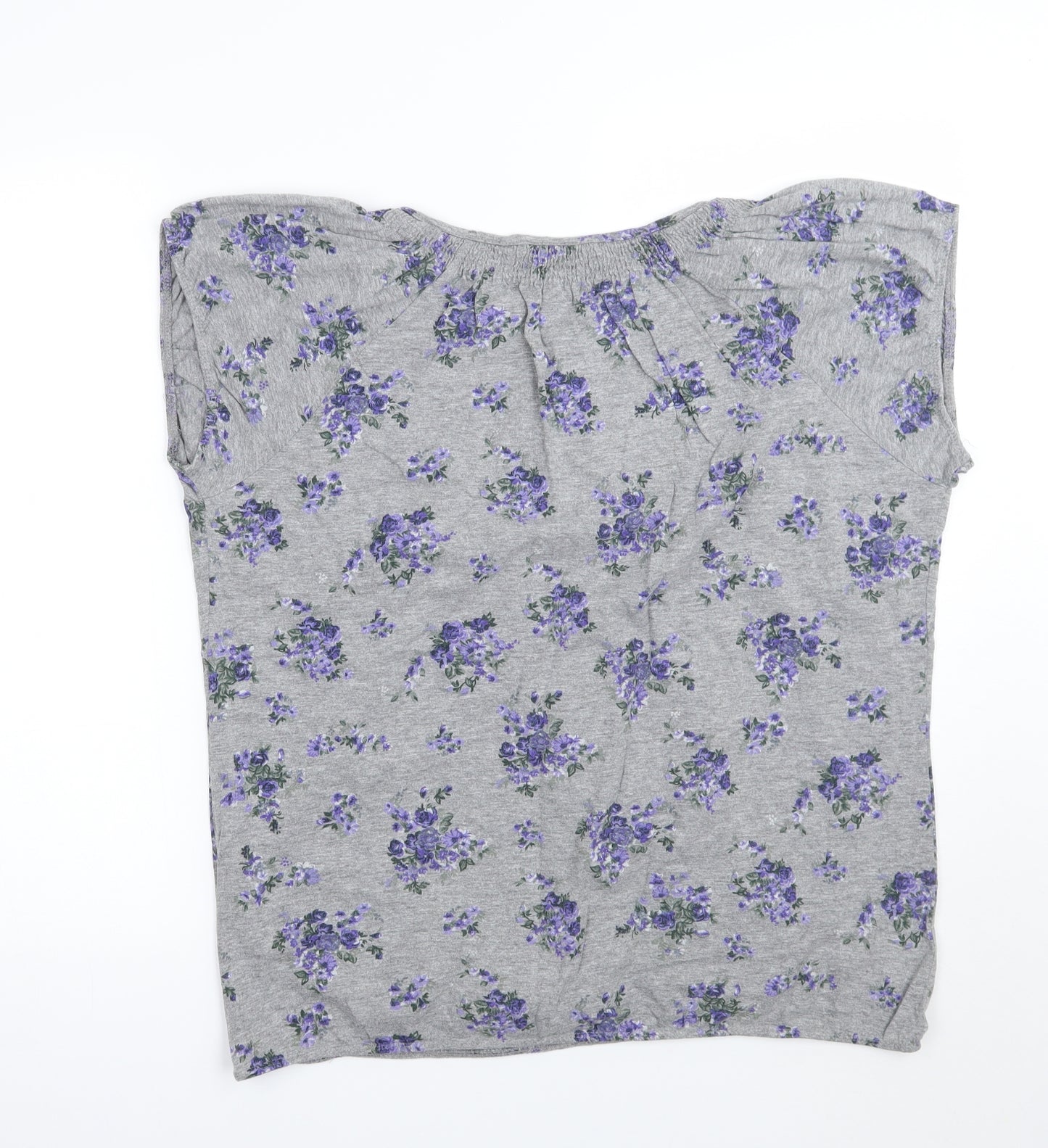 BHS Womens Grey Floral  Basic T-Shirt Size 18