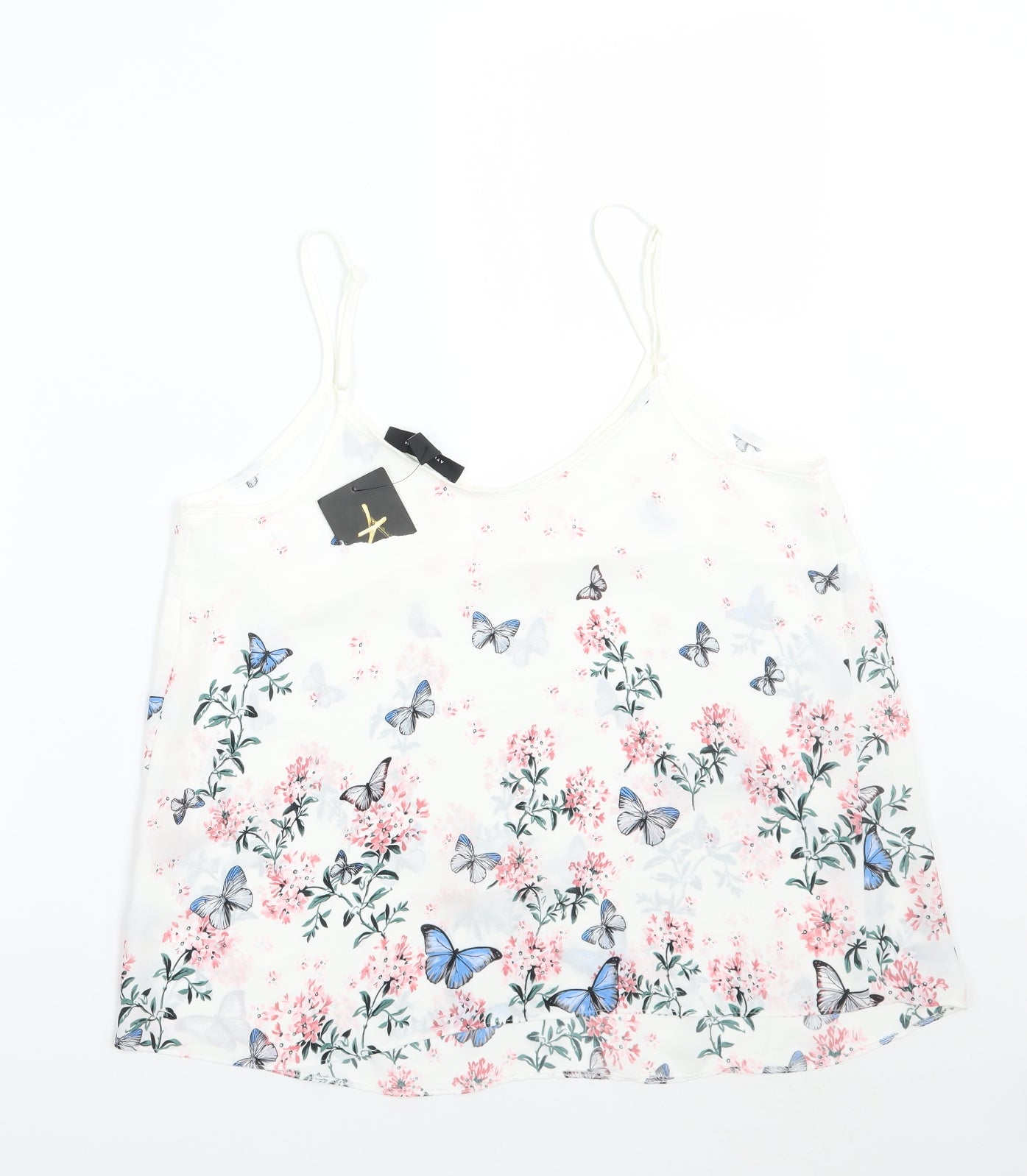 Primark Womens White Floral  Basic Tank Size 12