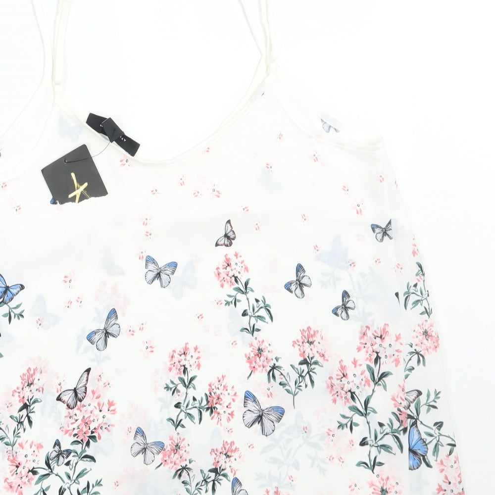 Primark Womens White Floral  Basic Tank Size 12
