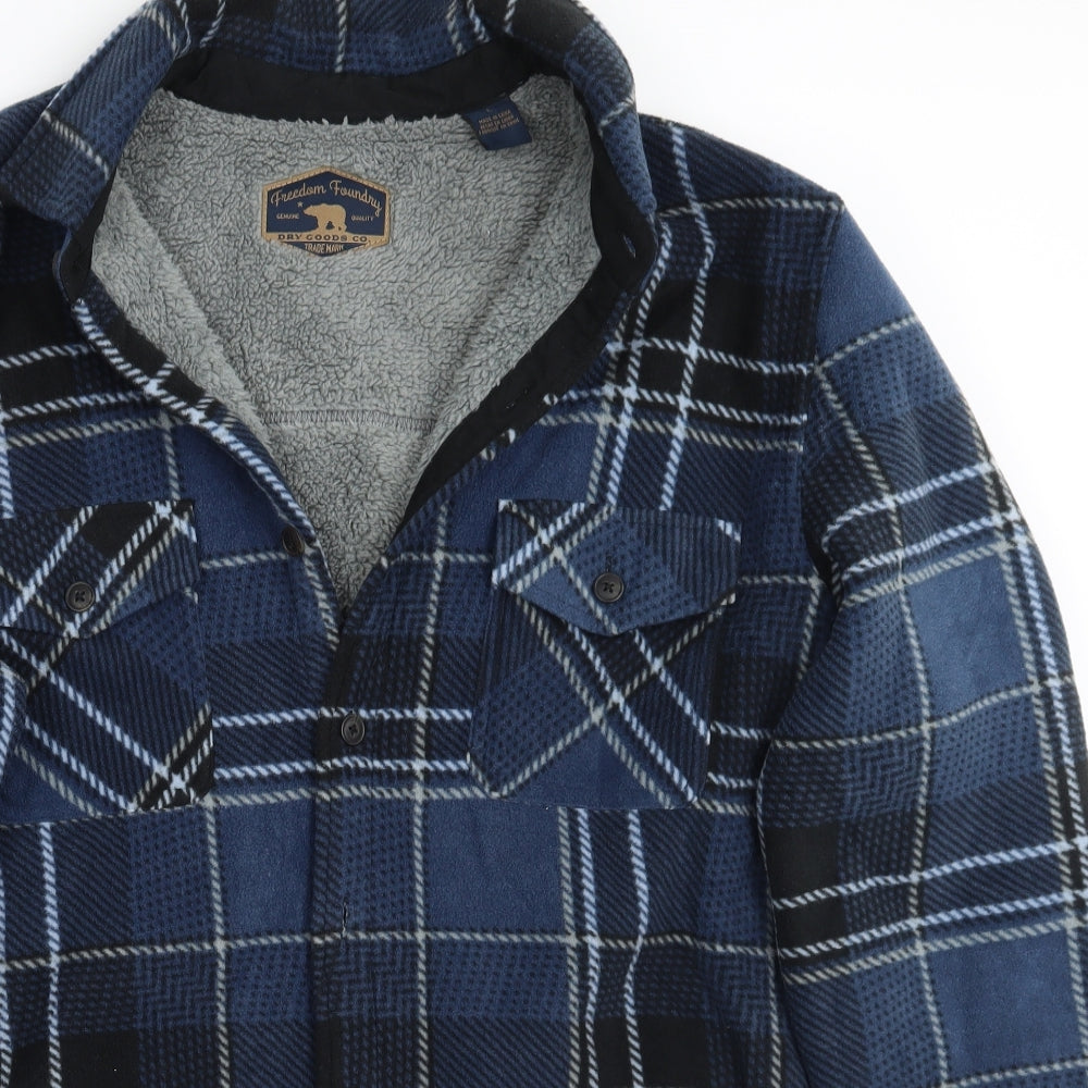 FREEDOM FOUNDRY Mens Blue Check  Jacket Coatigan Size L
