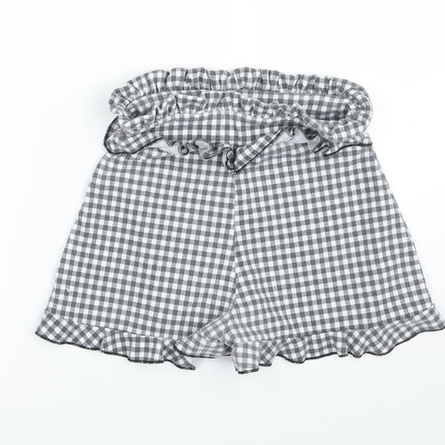 Pretty little thing Womens Grey Check  Hot Pants Shorts Size 6