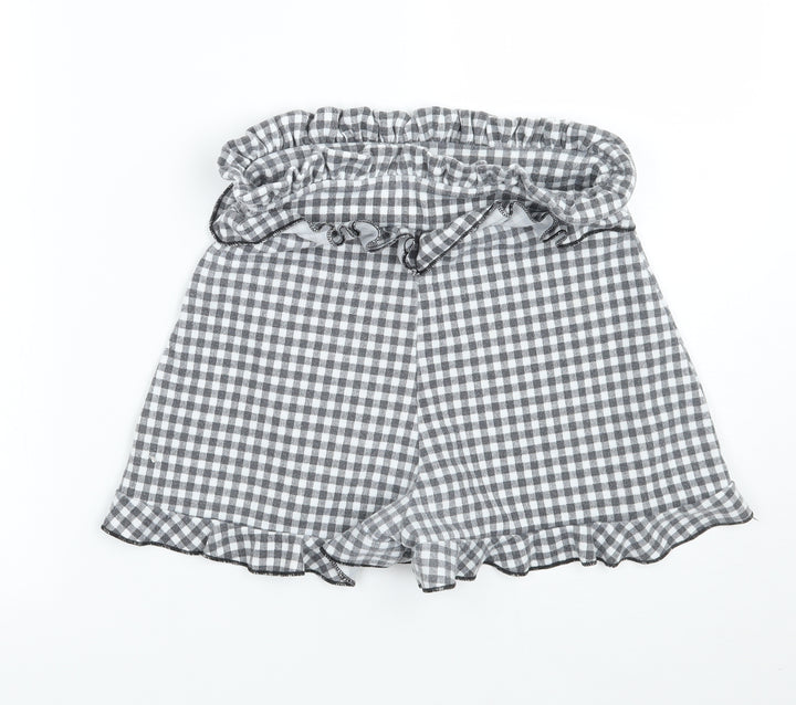 Pretty little thing Womens Grey Check Hot Pants Shorts Size 6