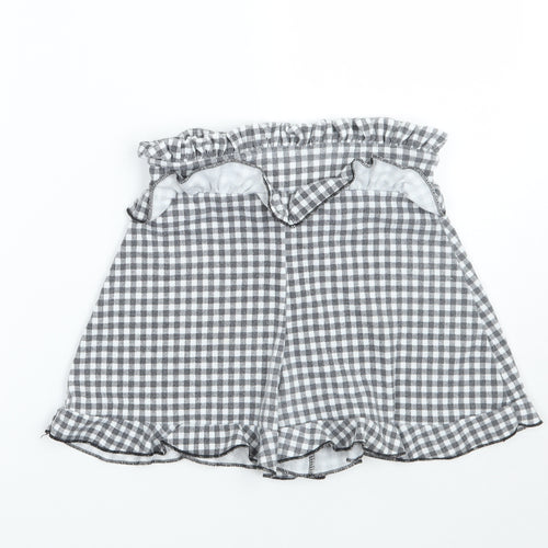Pretty little thing Womens Grey Check  Hot Pants Shorts Size 6