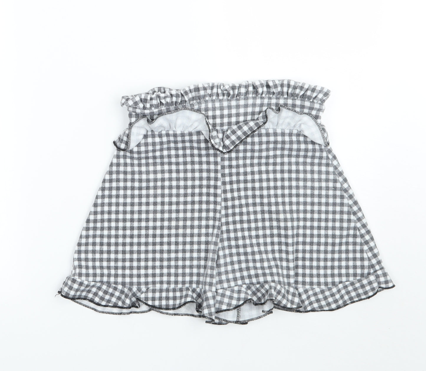 Pretty little thing Womens Grey Check  Hot Pants Shorts Size 6