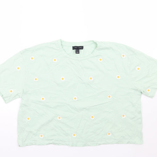 Newlook Womens Green Floral  Cropped T-Shirt Size 14