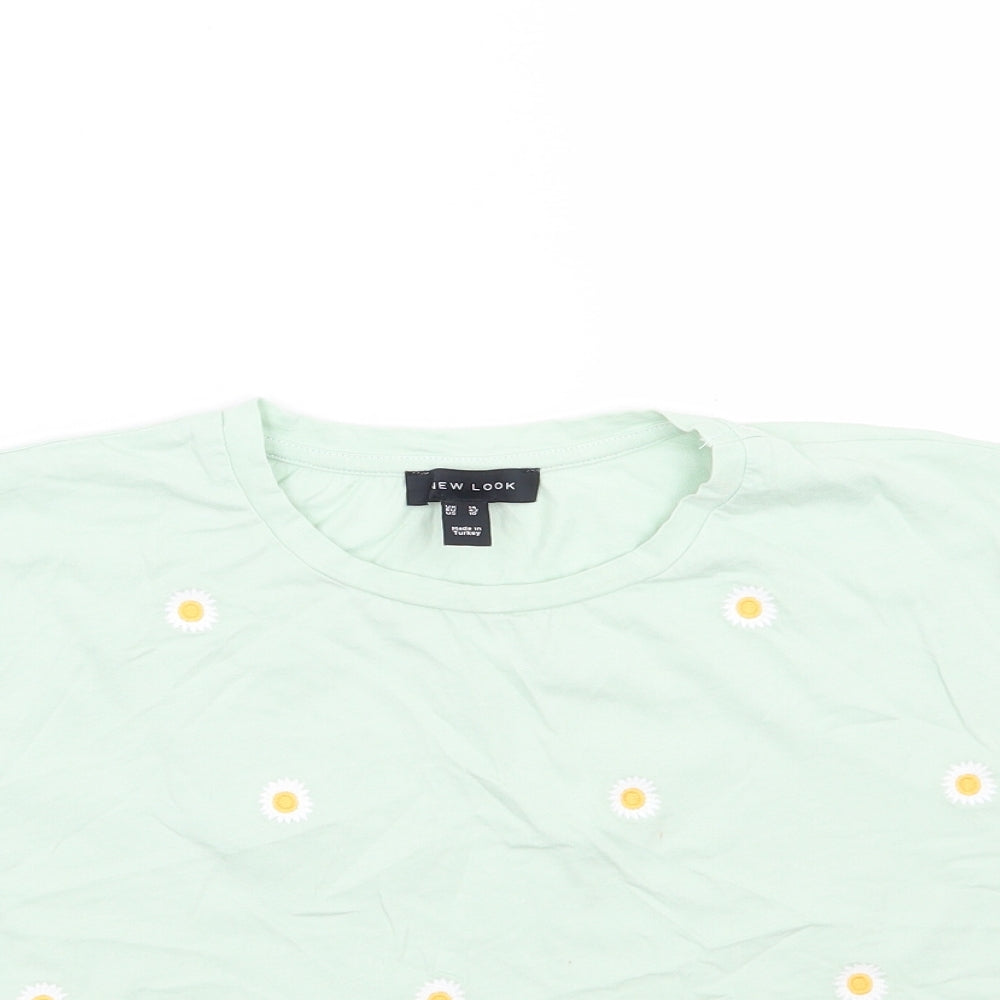 Newlook Womens Green Floral  Cropped T-Shirt Size 14