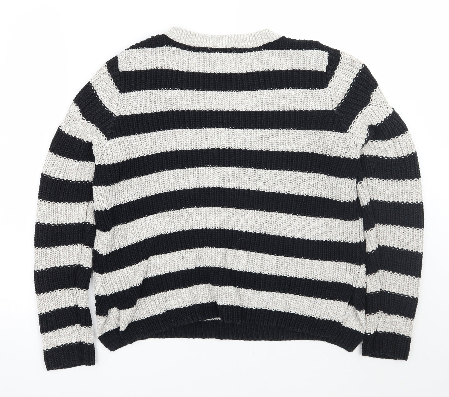 H&M Womens Grey Striped  Pullover Jumper Size L