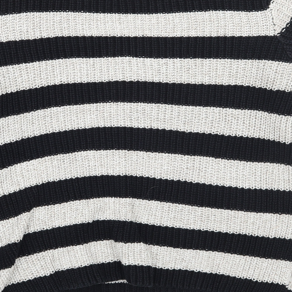 H&M Womens Grey Striped  Pullover Jumper Size L