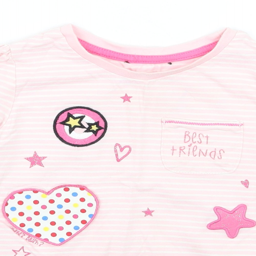 George Girls Pink Striped  Basic T-Shirt Size 2-3 Years