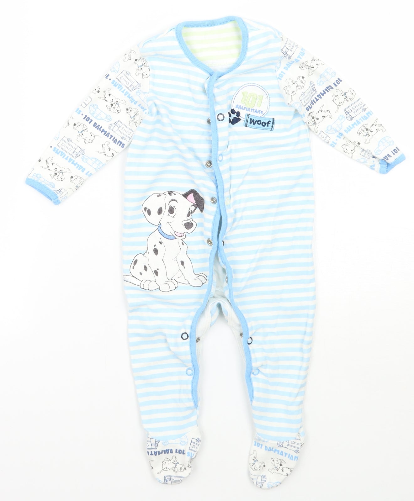 George Boys Blue Striped  Babygrow One-Piece Size 6-9 Months  - 101 Dalmatians