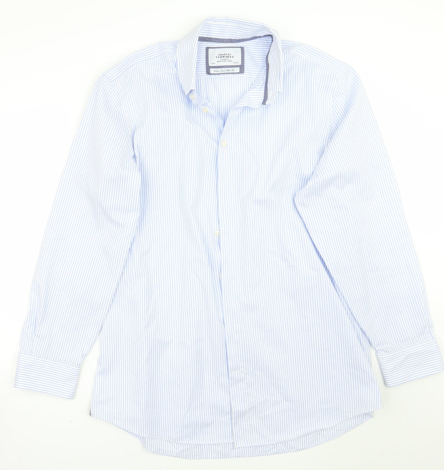 Charles Tyrwhitt Mens White Striped   Button-Up Size 17