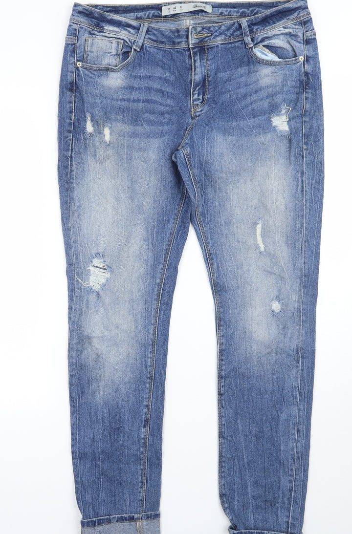 Denim & Co. Womens Blue Straight Jeans Size 12 L29 in