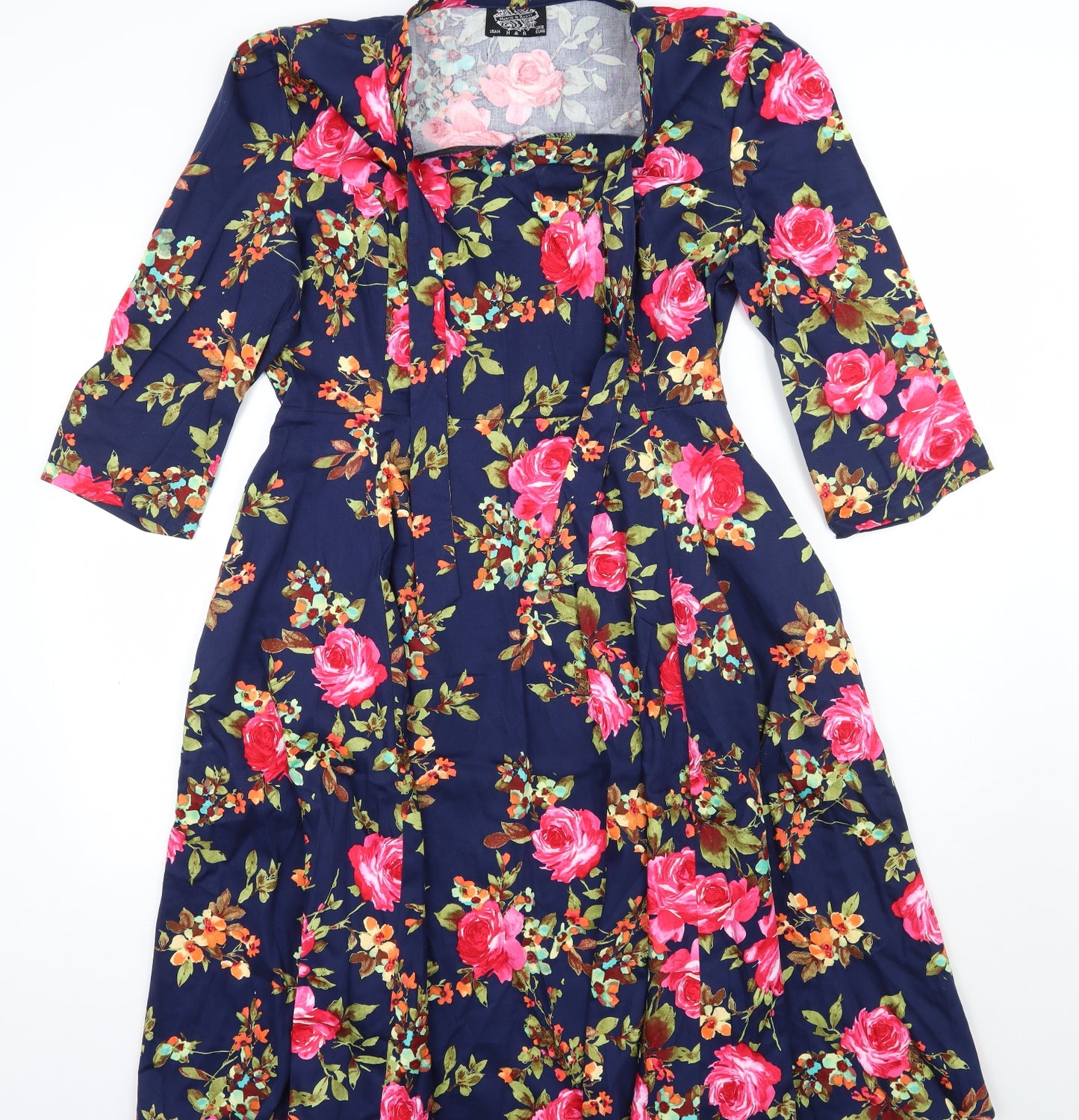 Hearts & roses Womens Blue Floral  A-Line  Size 18