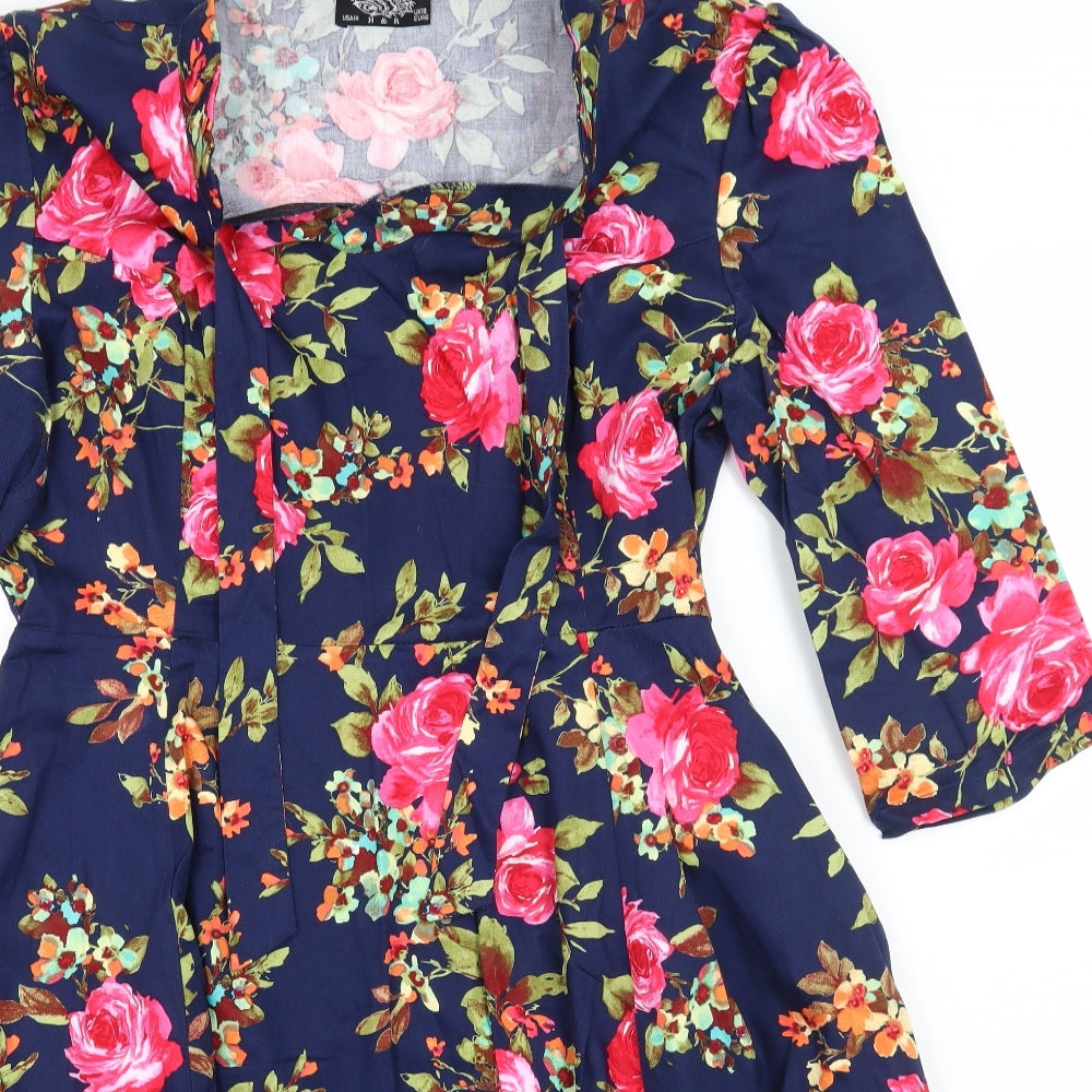Hearts & roses Womens Blue Floral  A-Line  Size 18