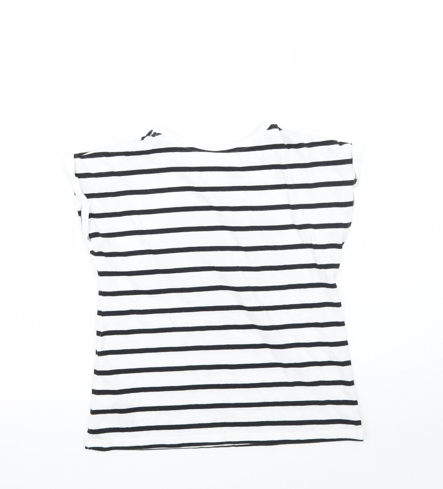 George Girls White Striped  Basic T-Shirt Size 9-10 Years
