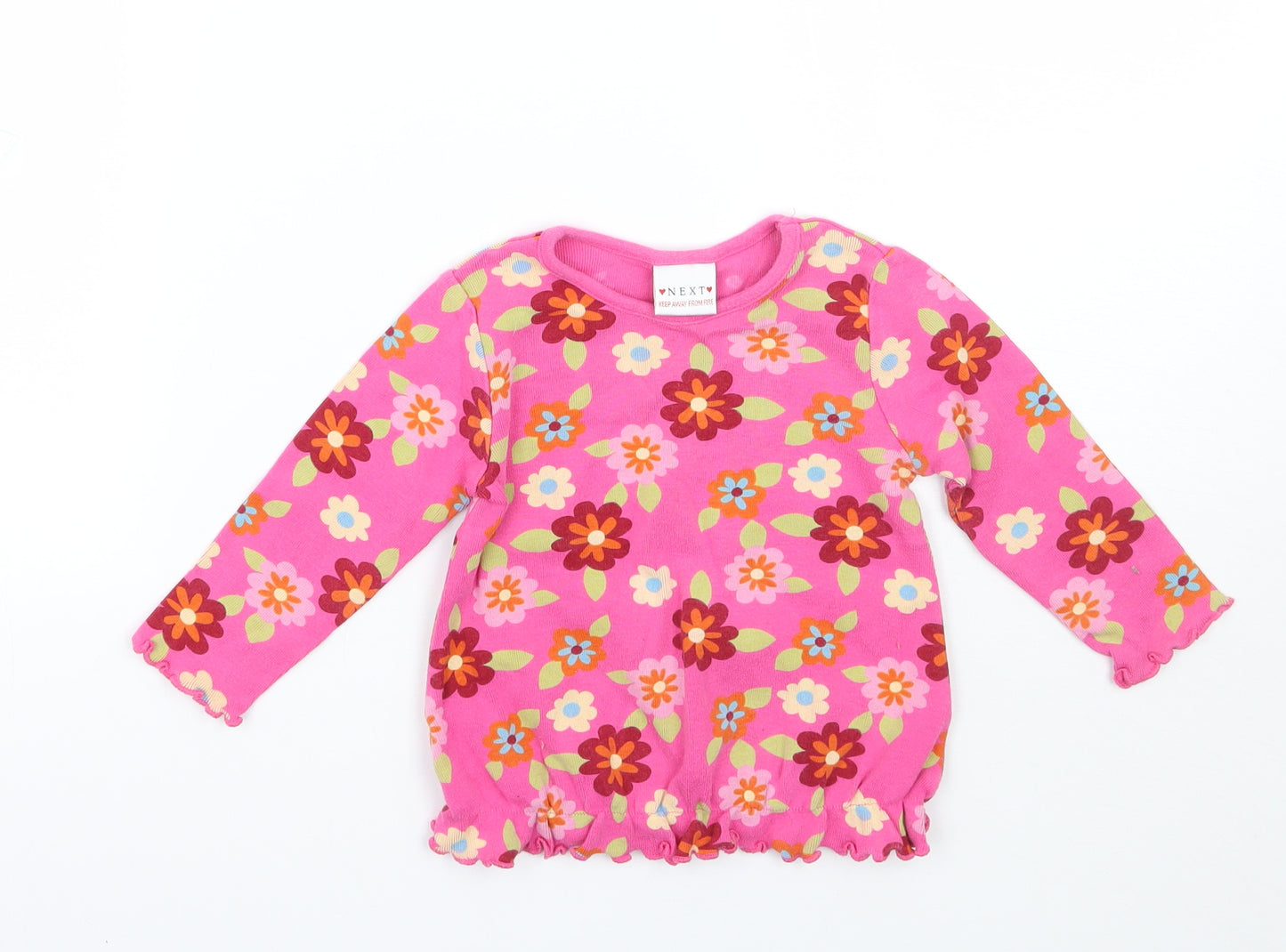 NEXT Girls Pink Floral  Basic T-Shirt Size 9-12 Months