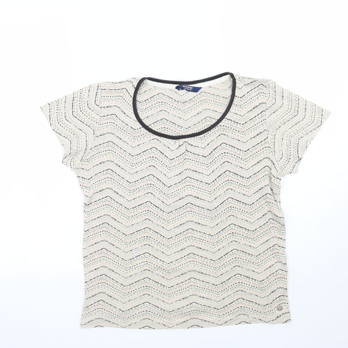 Debenhams Womens Beige Geometric  Basic T-Shirt Size 12