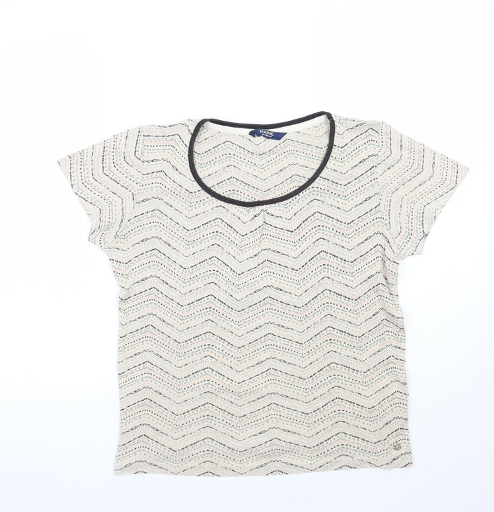 Debenhams Womens Beige Geometric  Basic T-Shirt Size 12