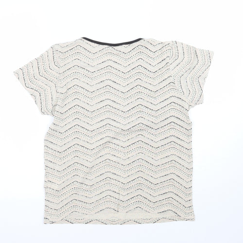 Debenhams Womens Beige Geometric  Basic T-Shirt Size 12