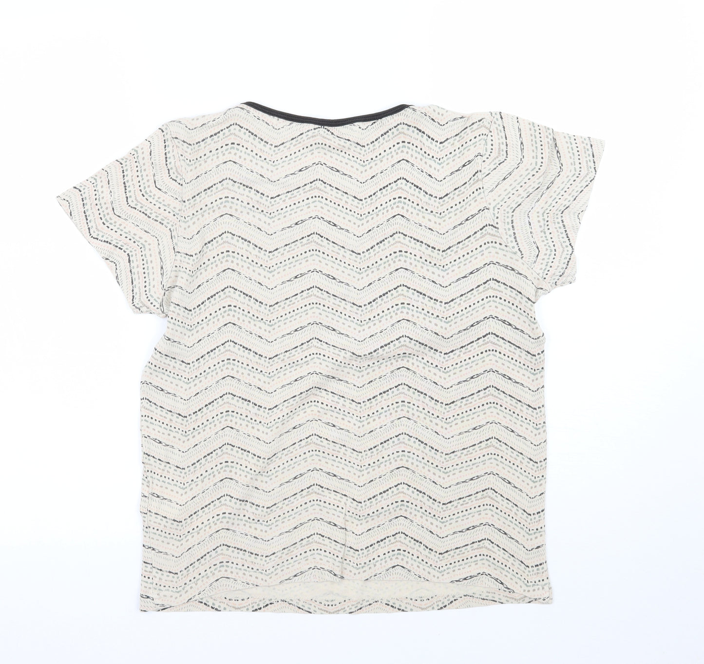 Debenhams Womens Beige Geometric  Basic T-Shirt Size 12