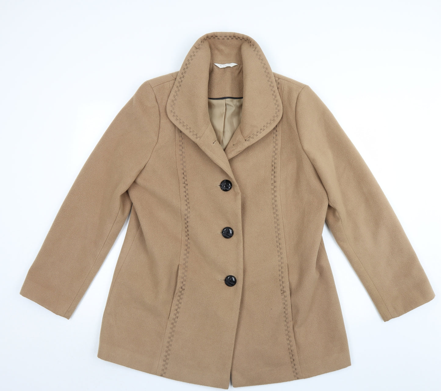 Classic Womens Beige   Overcoat Coat Size 18