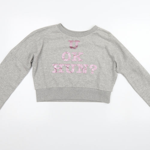 Outrage Womens Grey   Pullover Sweatshirt Size M  - cropped
