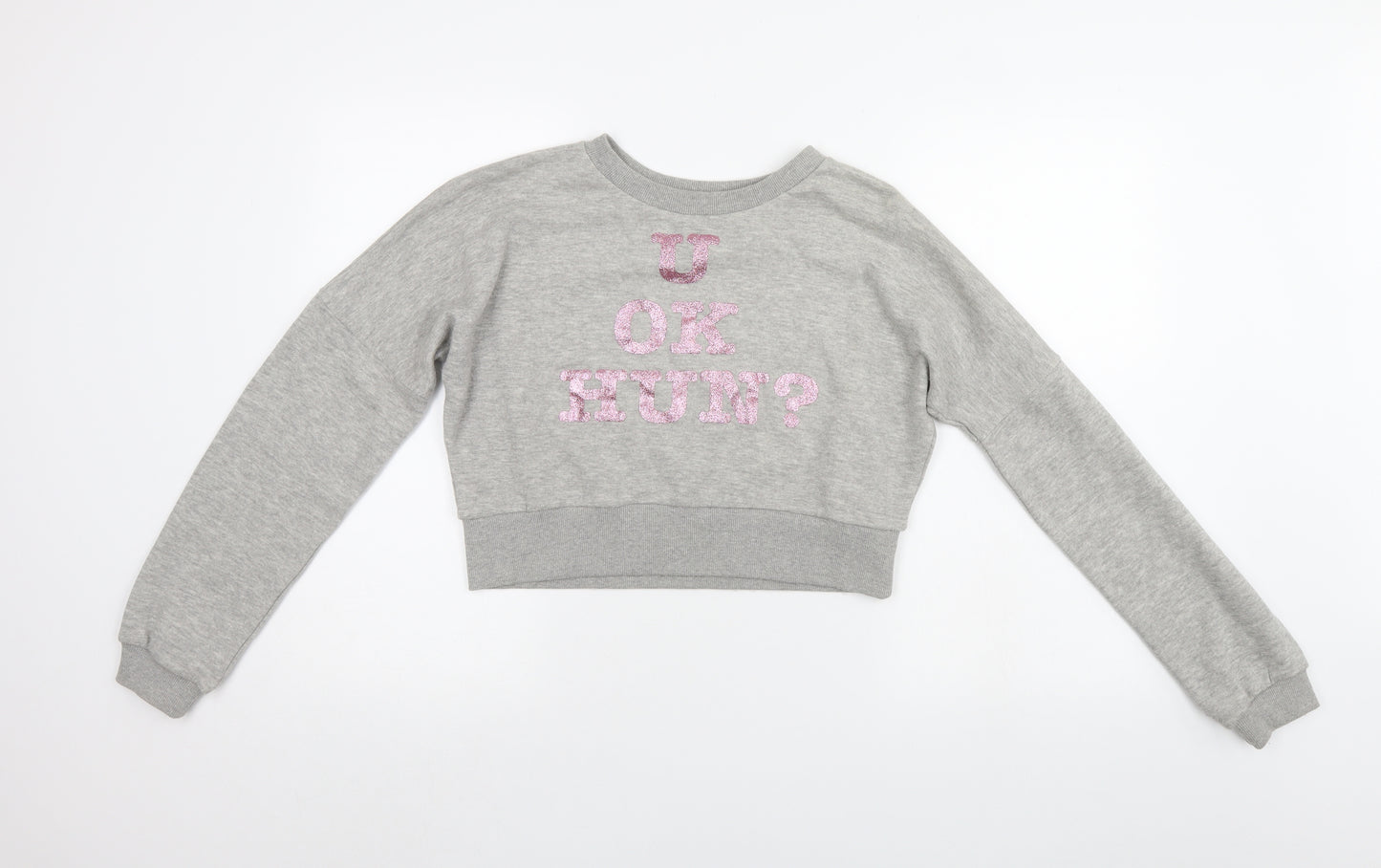 Outrage Womens Grey   Pullover Sweatshirt Size M  - cropped