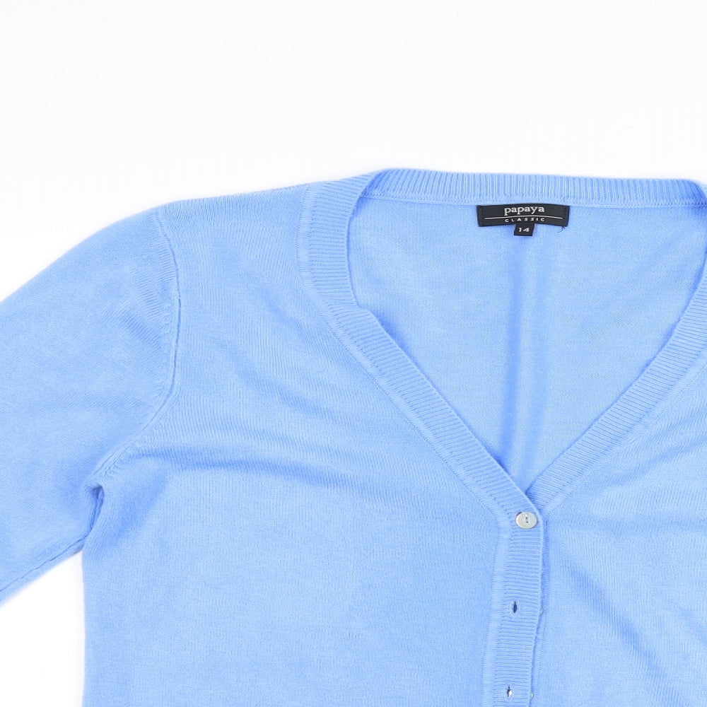 Papaya Womens Blue   Cardigan Jumper Size 14