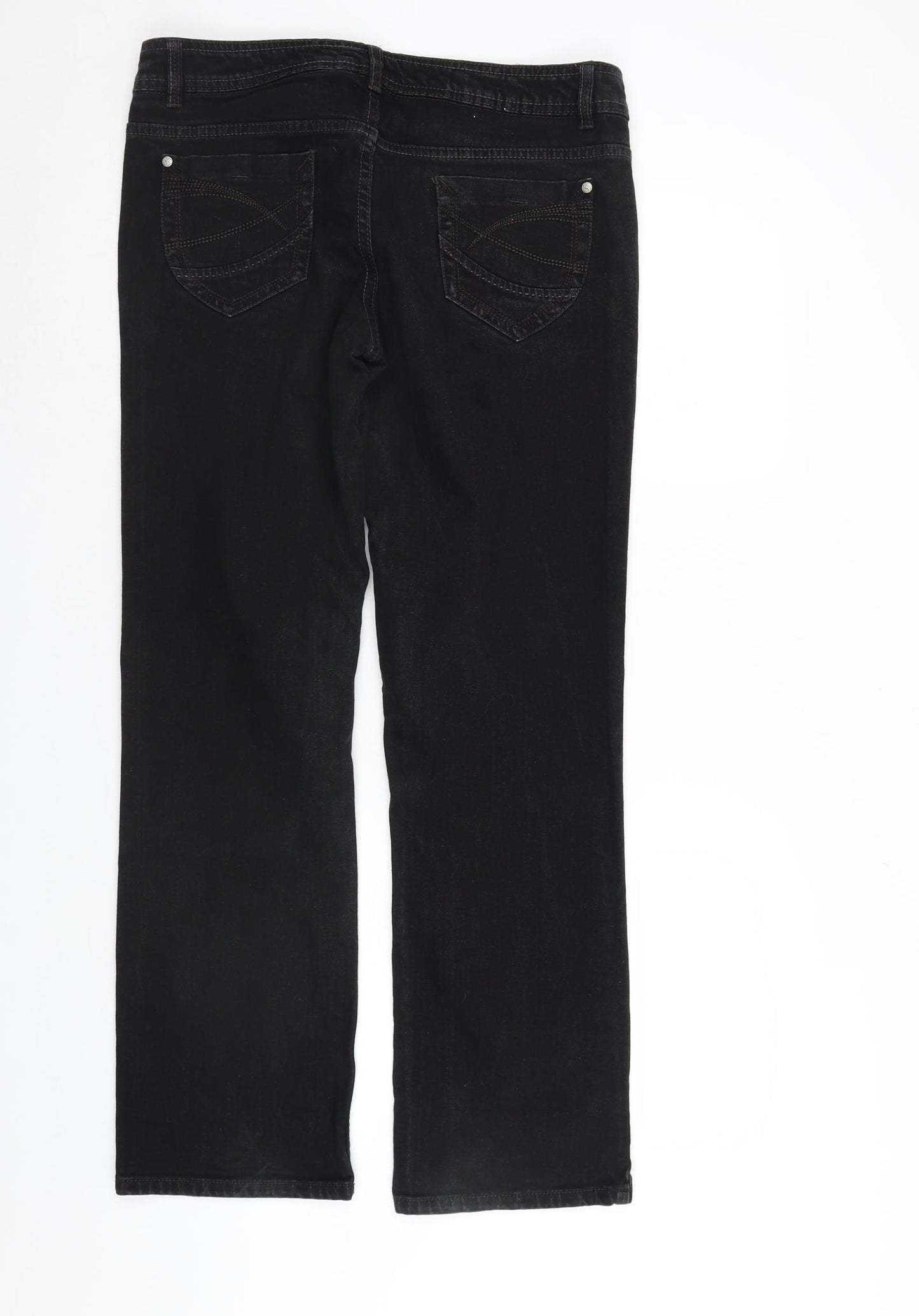 George Womens Black  Denim Straight Jeans Size 14 L30 in