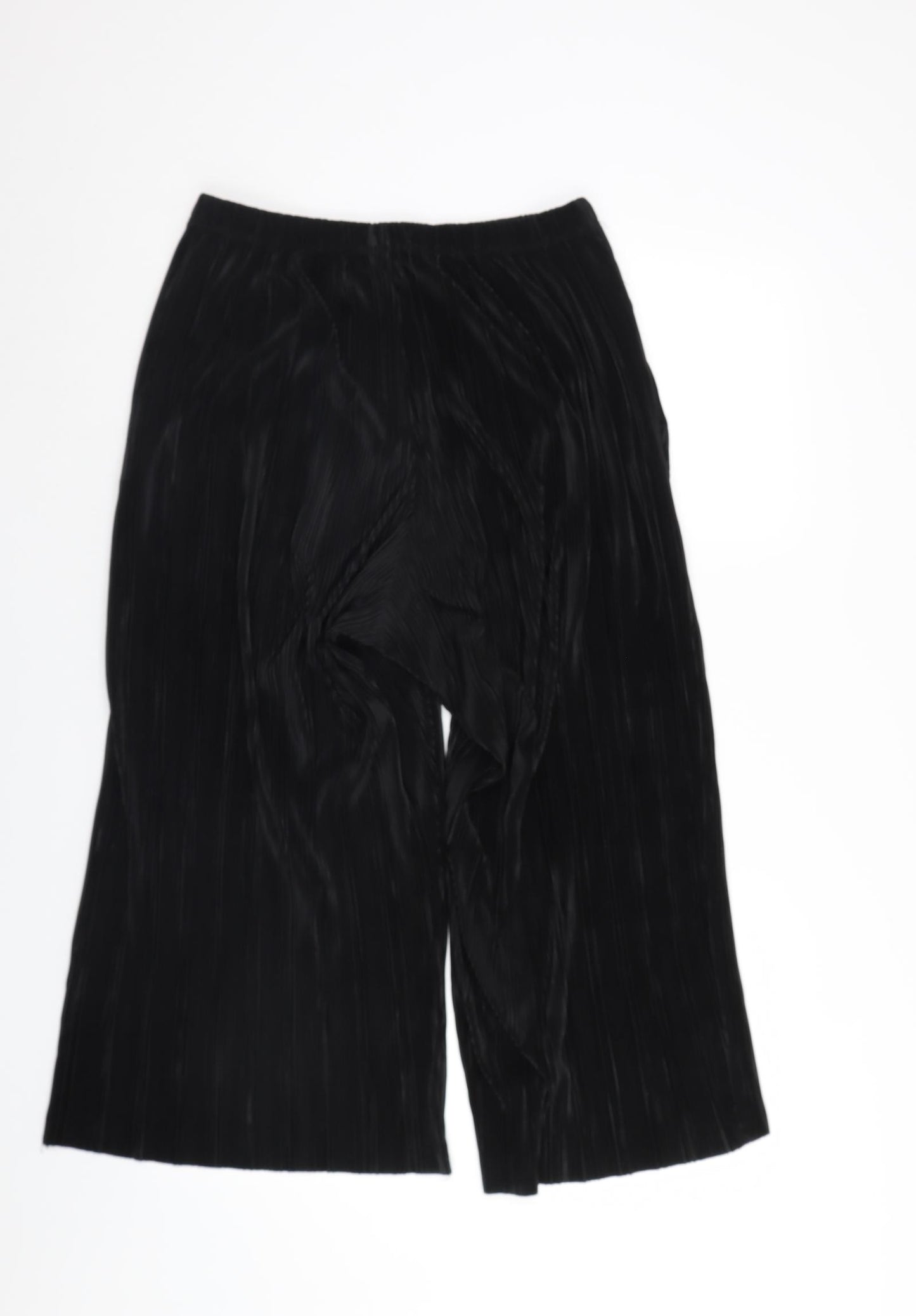 Ache Womens Black   Cropped Trousers Size 12 L24 in - riffle effect
