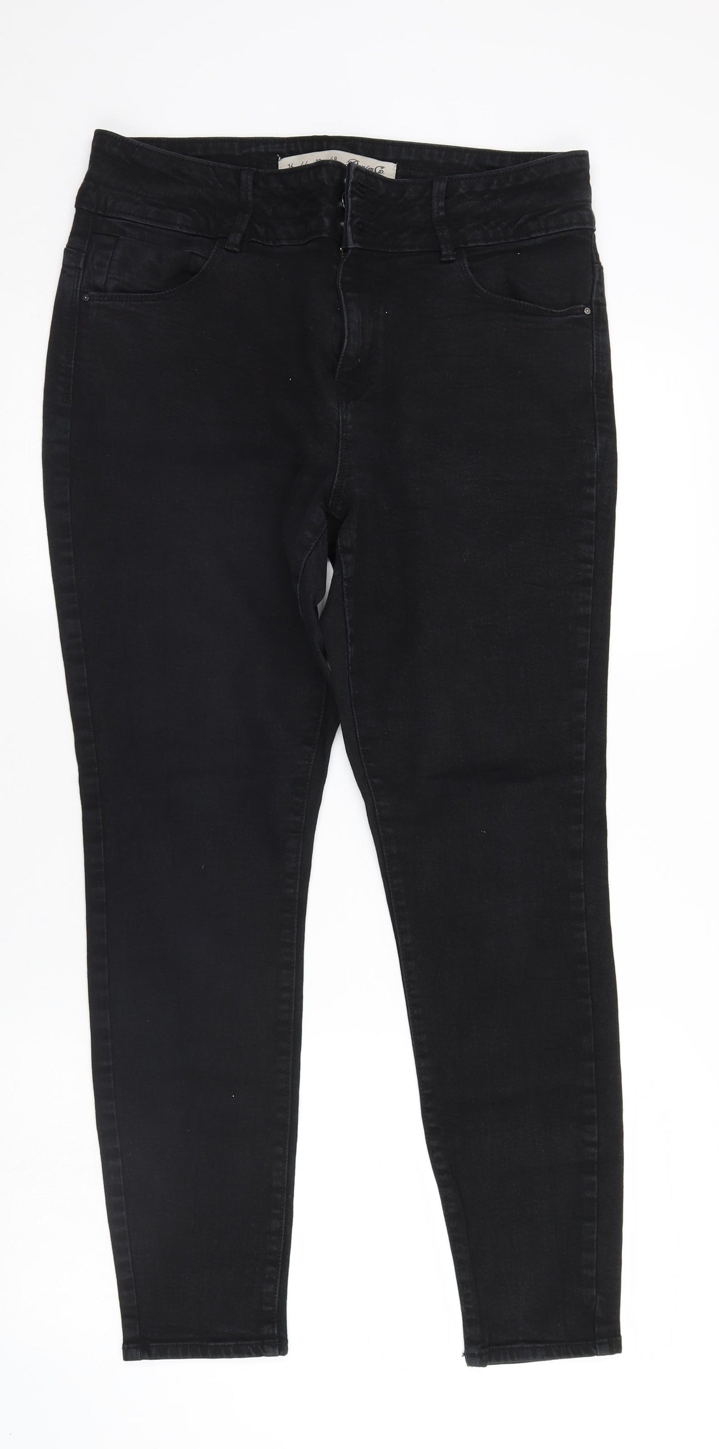 Denim & Co. Womens Black  Denim Tapered Jeans Size 16 L27 in