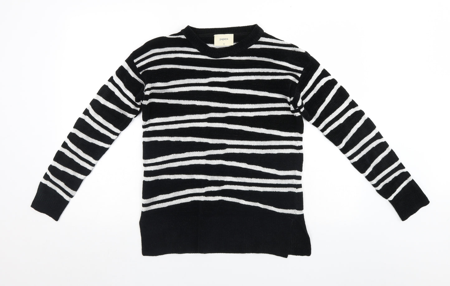 Papaya Womens Black Striped  Pullover Jumper Size S