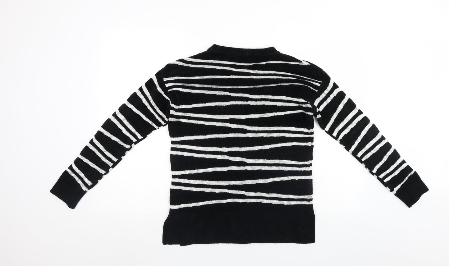 Papaya Womens Black Striped  Pullover Jumper Size S