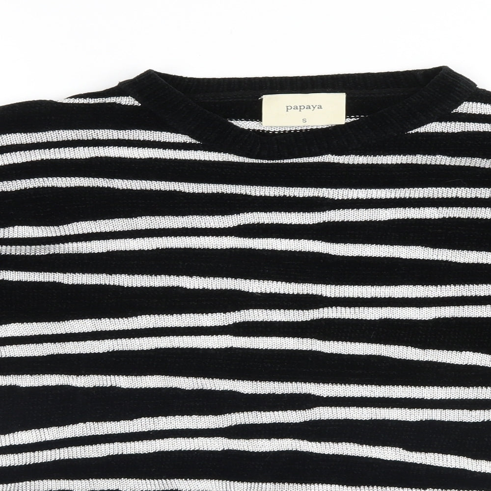 Papaya Womens Black Striped  Pullover Jumper Size S