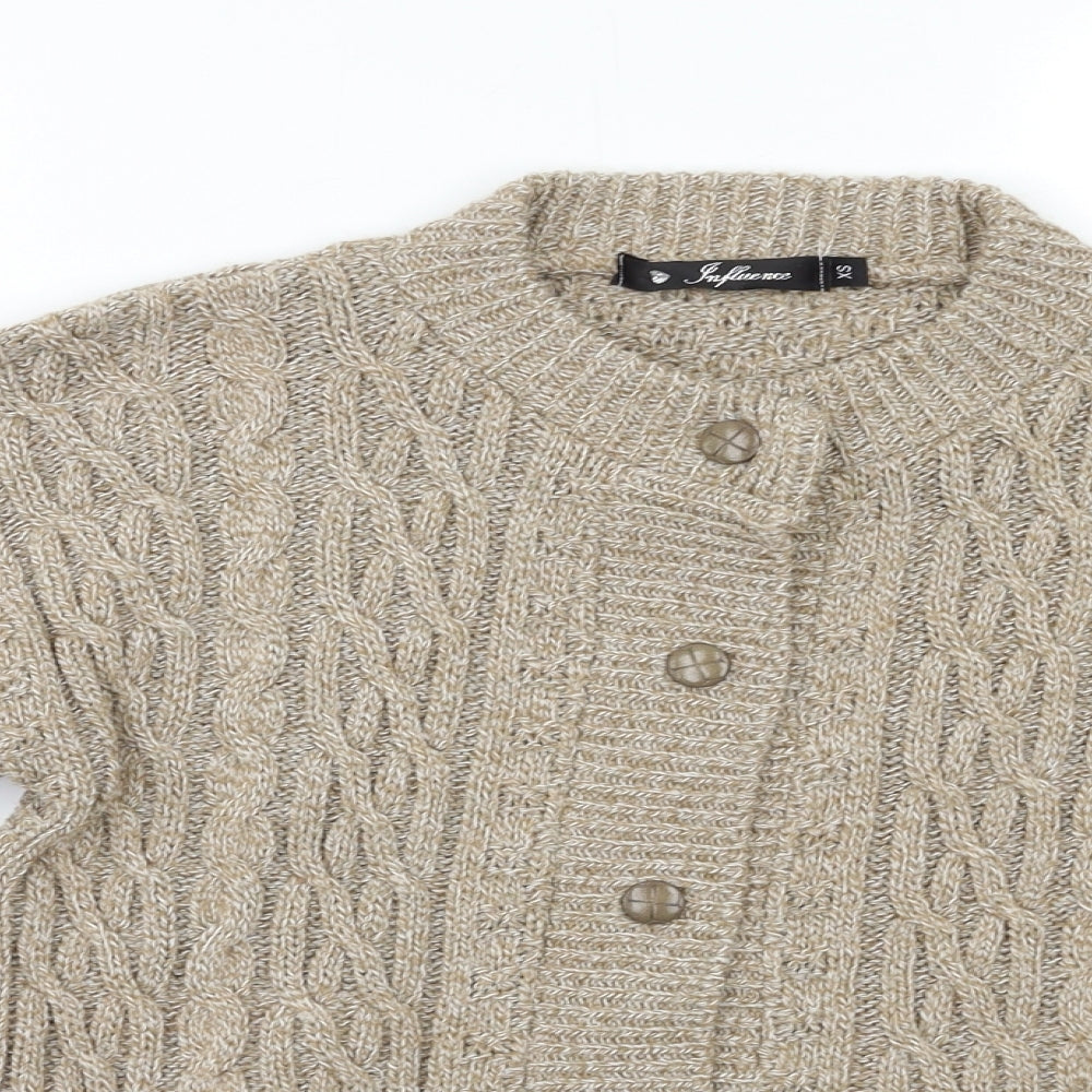 Influence Womens Beige   Cardigan Jumper Size XS