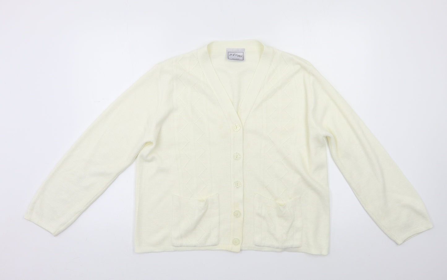 In Stitches Womens Ivory   Cardigan Jumper Size L