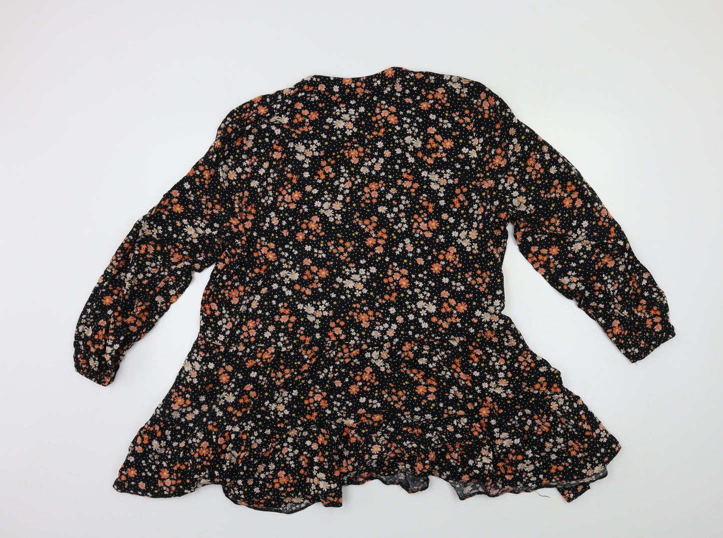 TU Womens Black Floral  Tunic Blouse Size 18