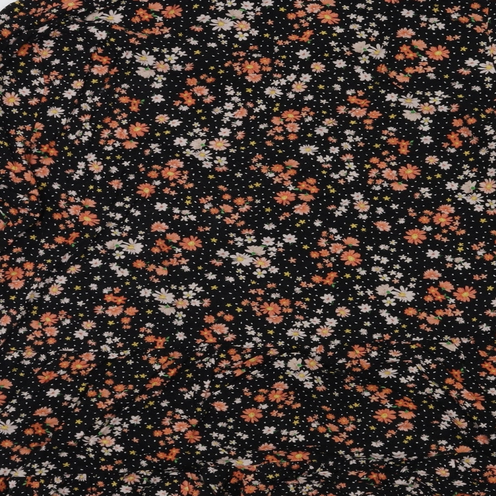 TU Womens Black Floral  Tunic Blouse Size 18