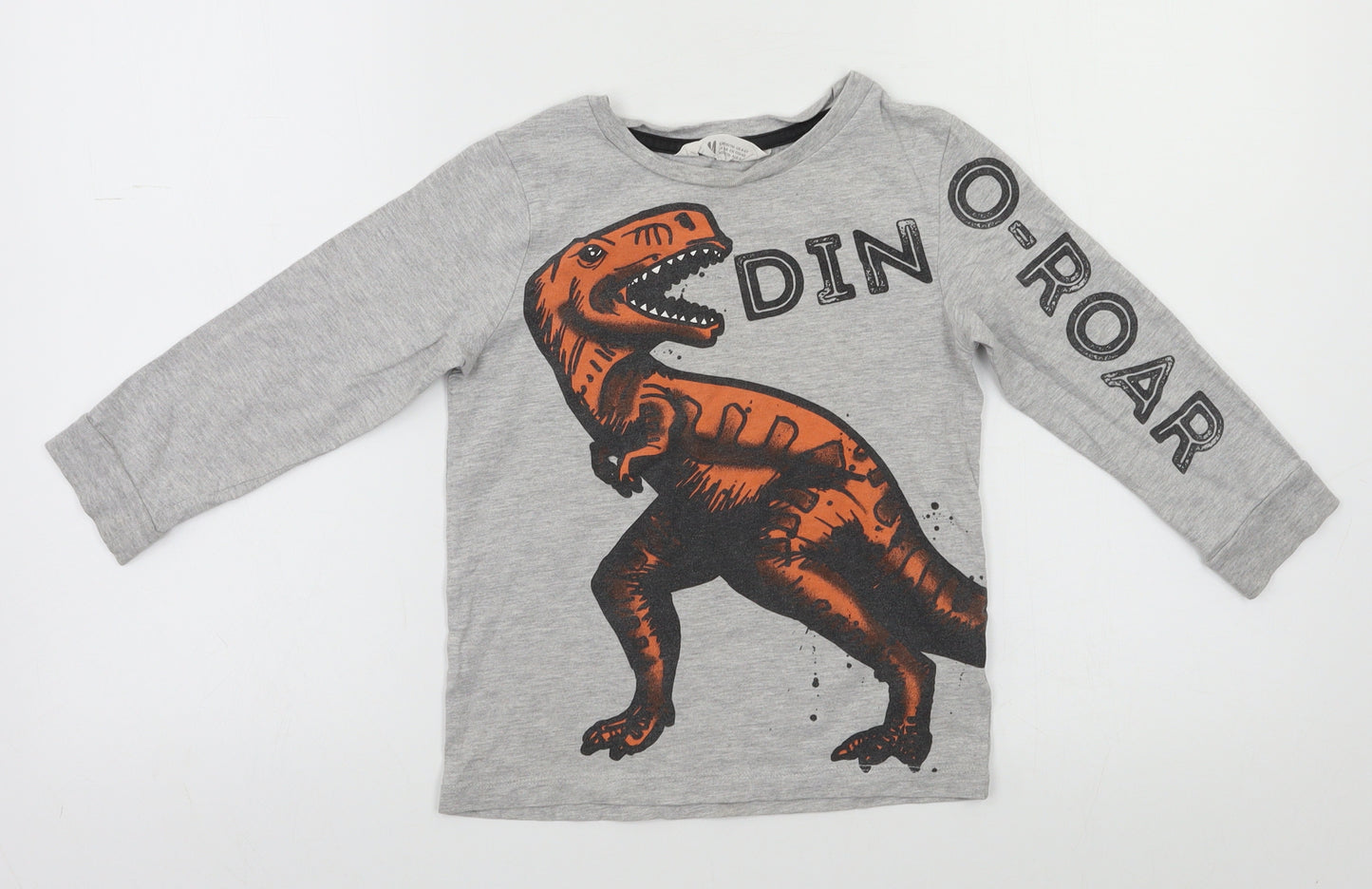 H&M Boys Grey   Basic Polo Size 4-5 Years  - DInosaur