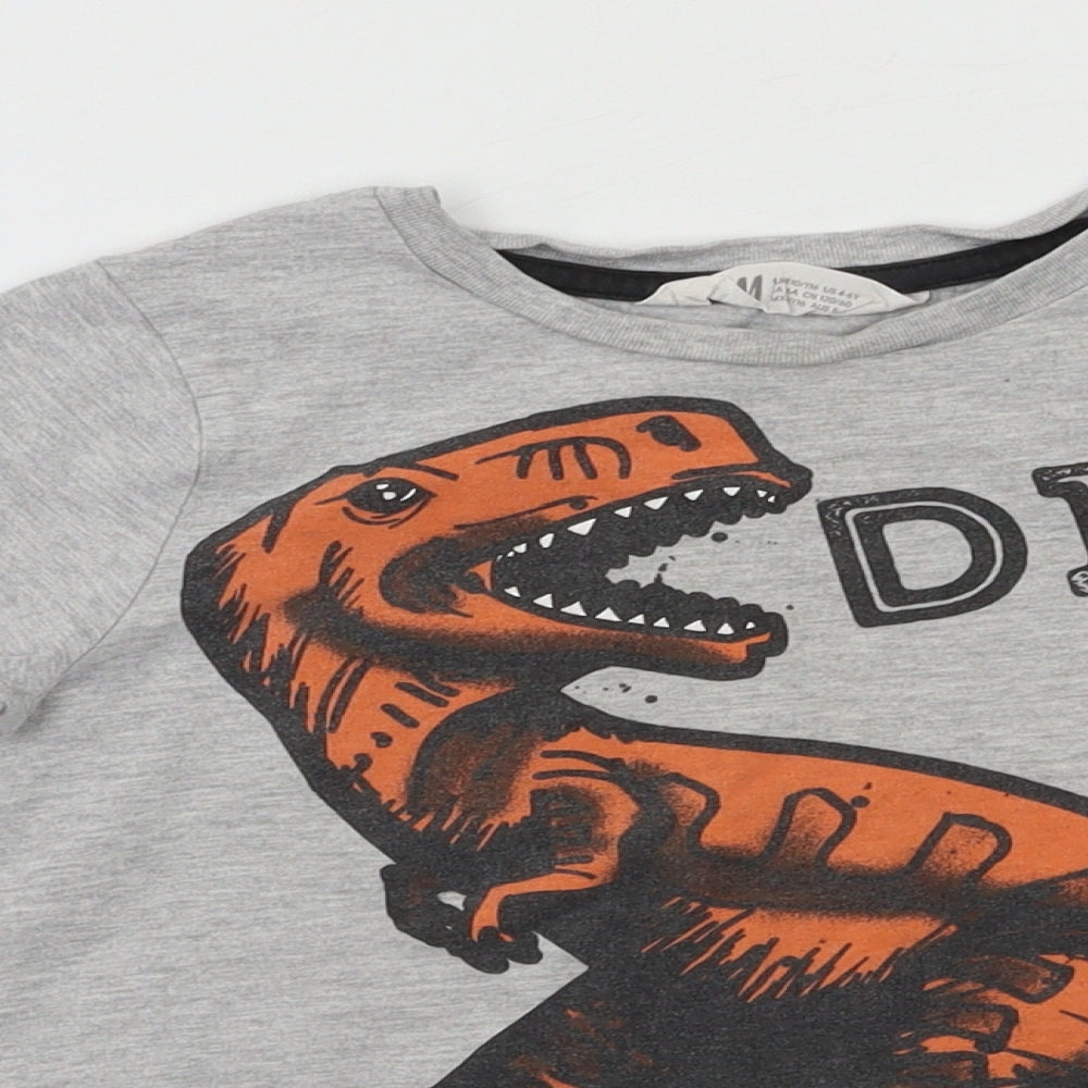 H&M Boys Grey   Basic Polo Size 4-5 Years  - DInosaur