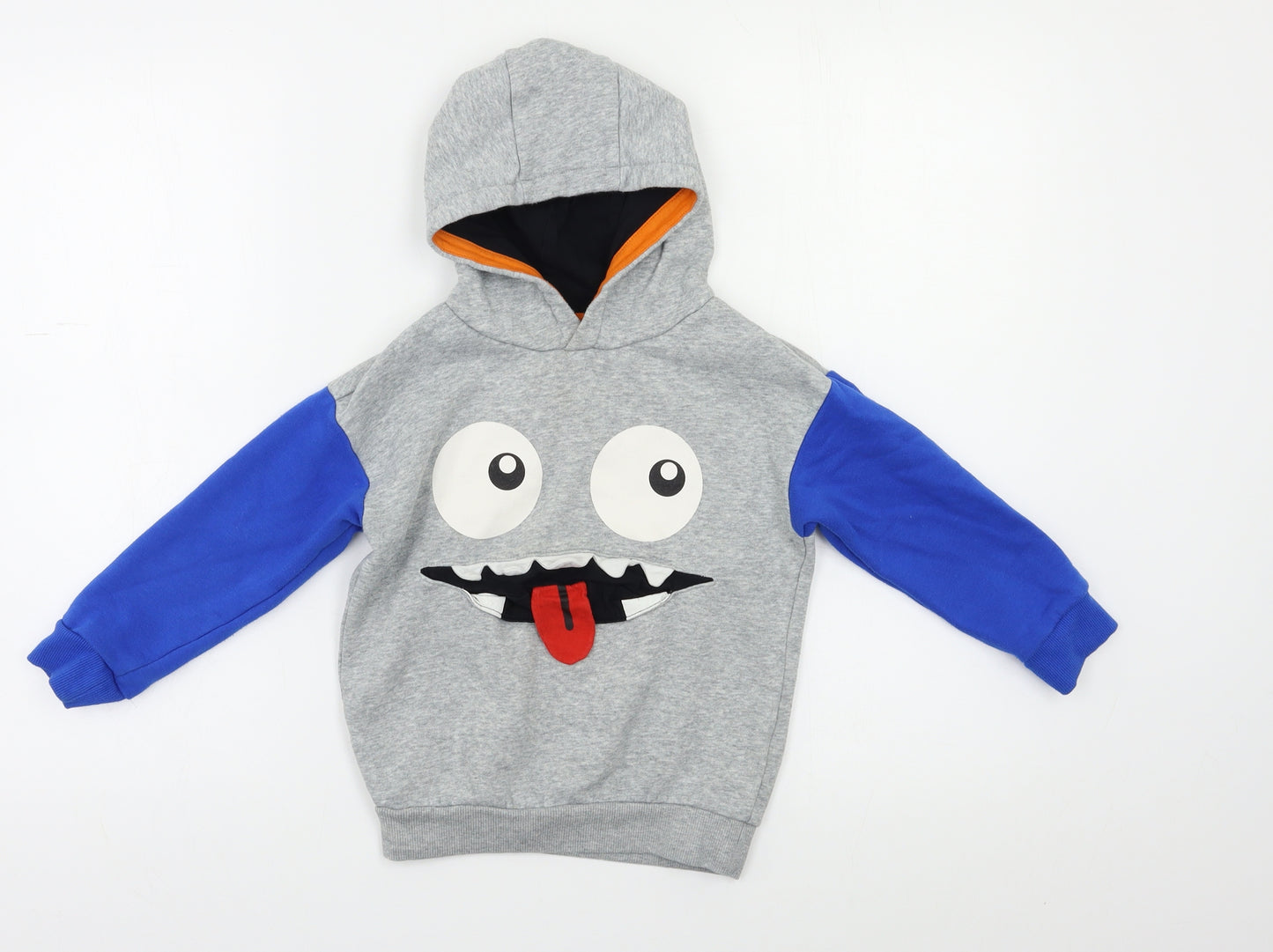 F&F Boys Grey   Pullover Hoodie Size 4-5 Years  - Monster