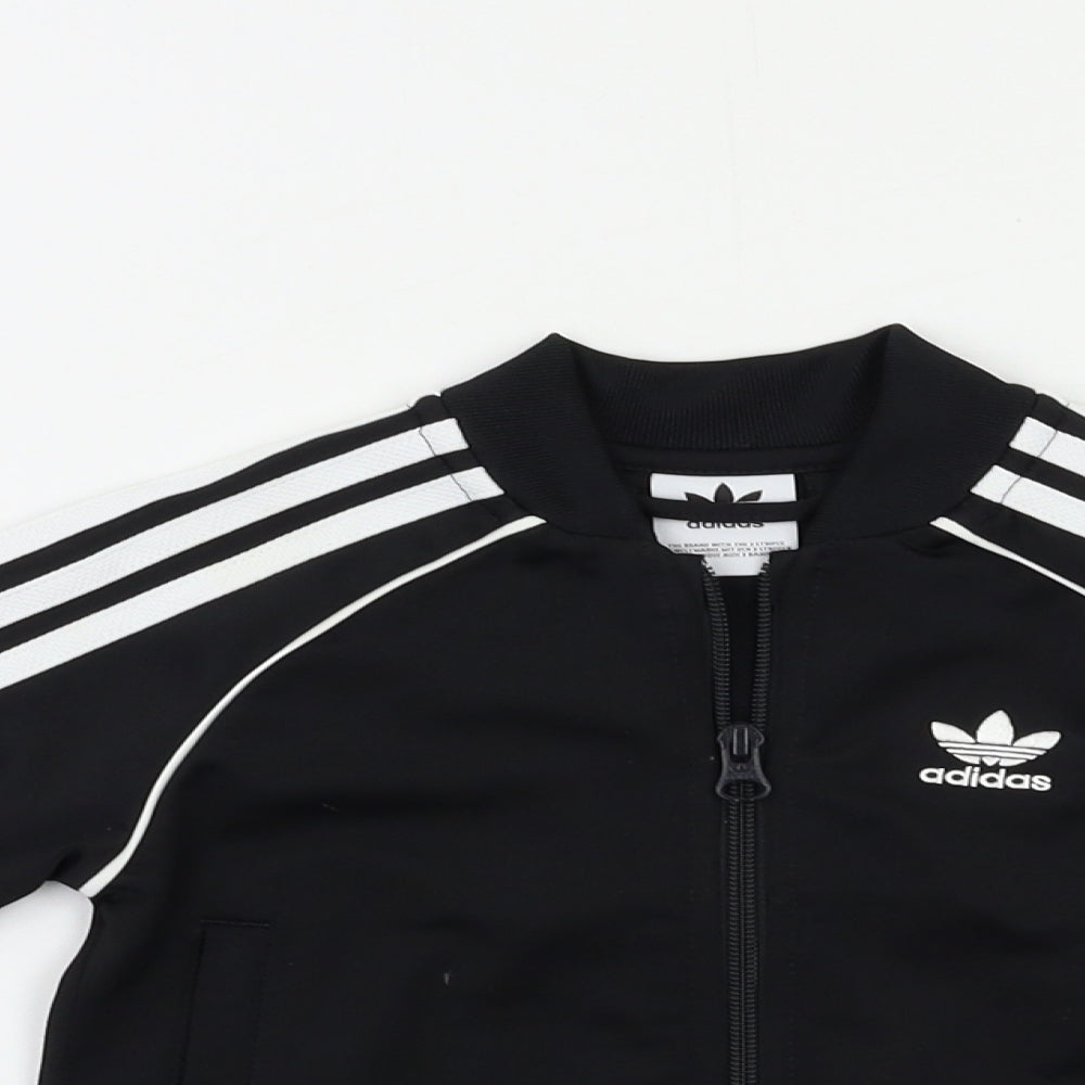 adidas Boys Black   Full Zip Sweatshirt Size 3 Years